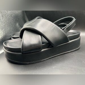Silent D Pier Black Leather Platform Sandals 8.5/39 Anthropologie